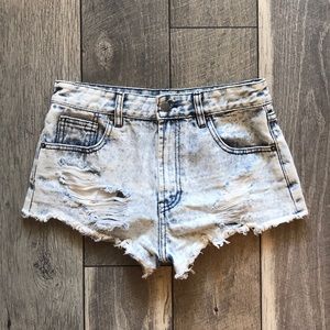 High Rise Acid Wash Shorties